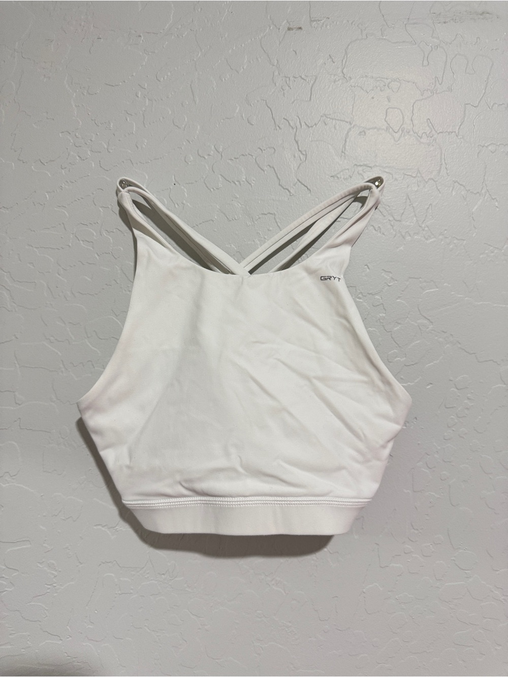 White High-Neck Strappy Sports Bra